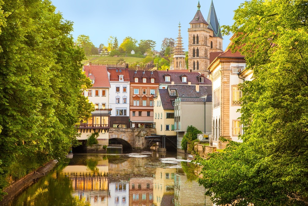 Nice old city with colored buildings